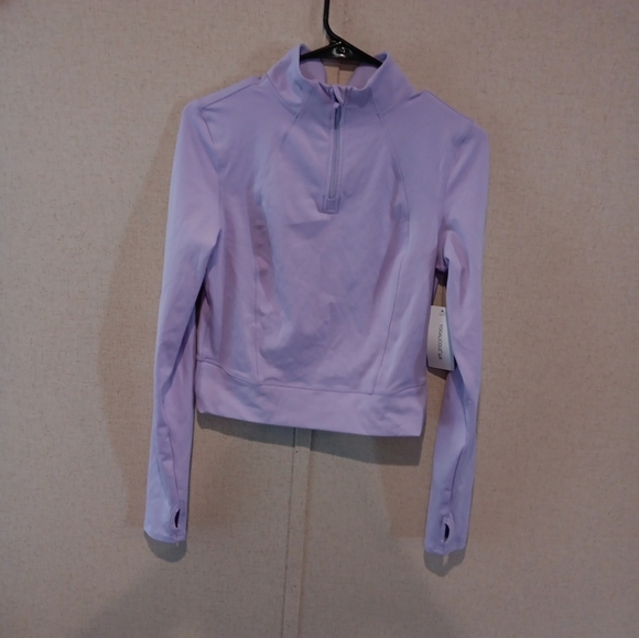 Yogalicious Lux  Purple Fitted High Low Polo Sweatshirt New With Tag $98 - Picture 2 of 5